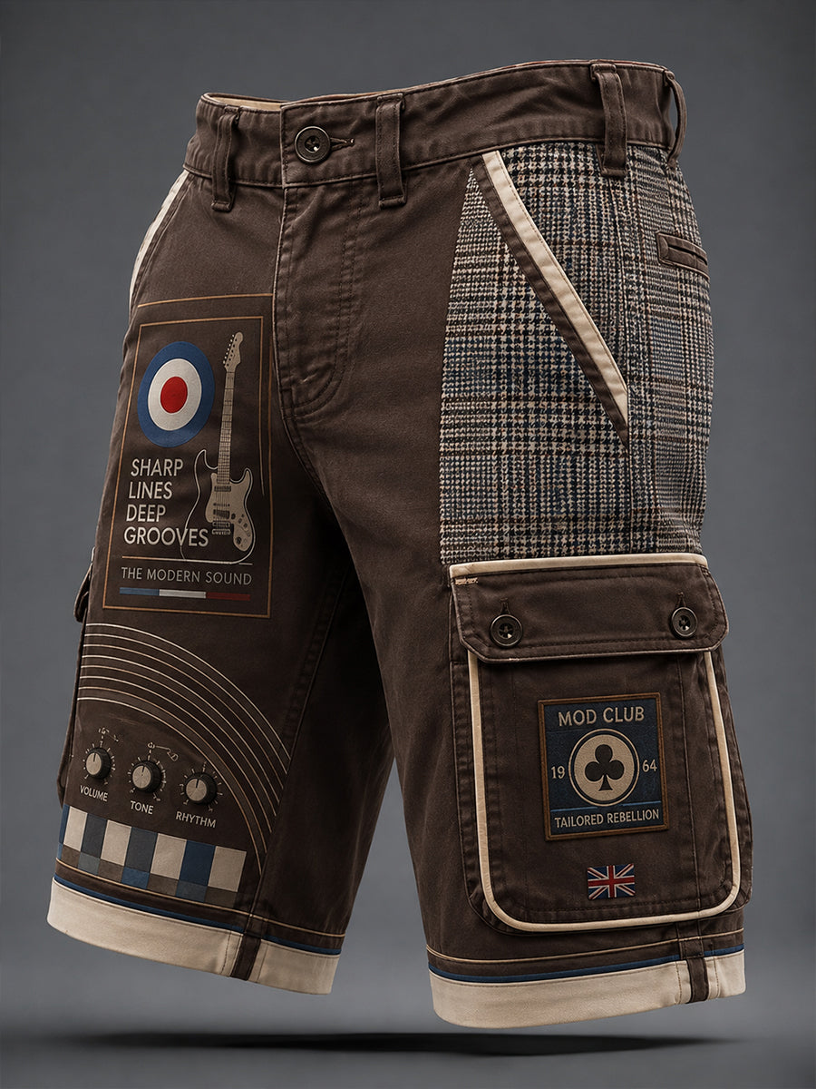 Men's Mods Culture Uk Music Lover Business Style Art Print Casual Shorts
