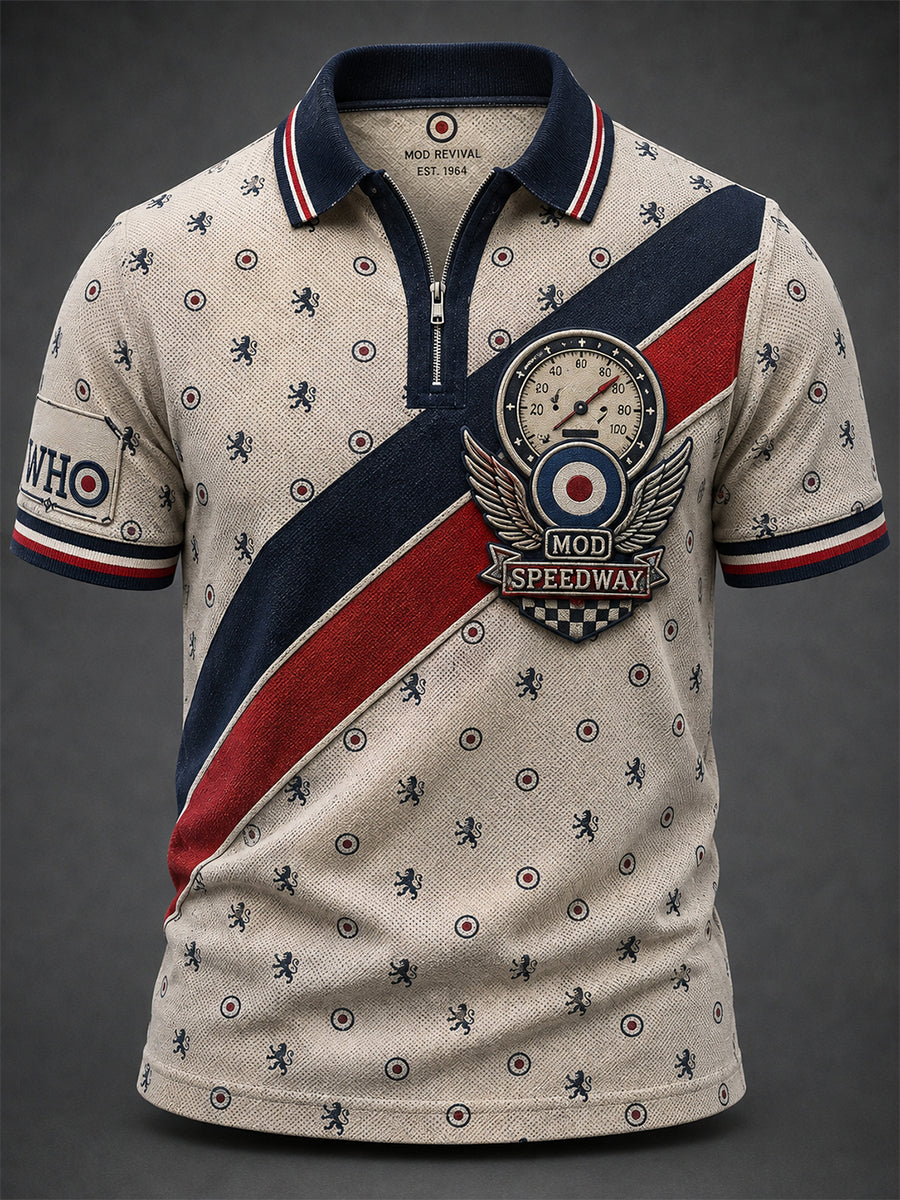Men's UK Mods Music Lover The Who Printed Short-Sleeve Polo Shirt