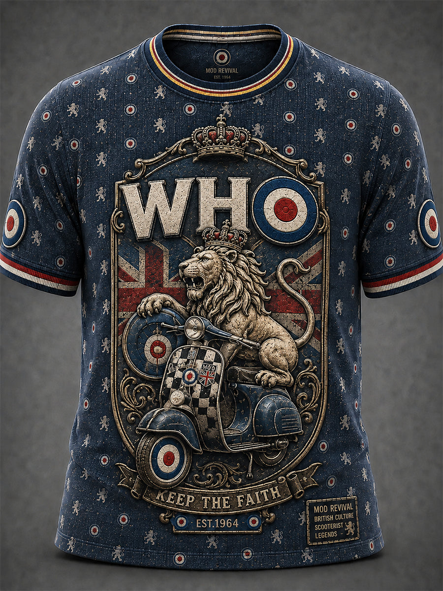 Men's UK Mods Music Lover The Who Printed Short-Sleeved T-Shirt