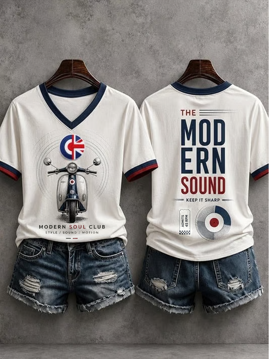 Women's Mods Culture UK Music Lover Printed short-sleeved T-shirt