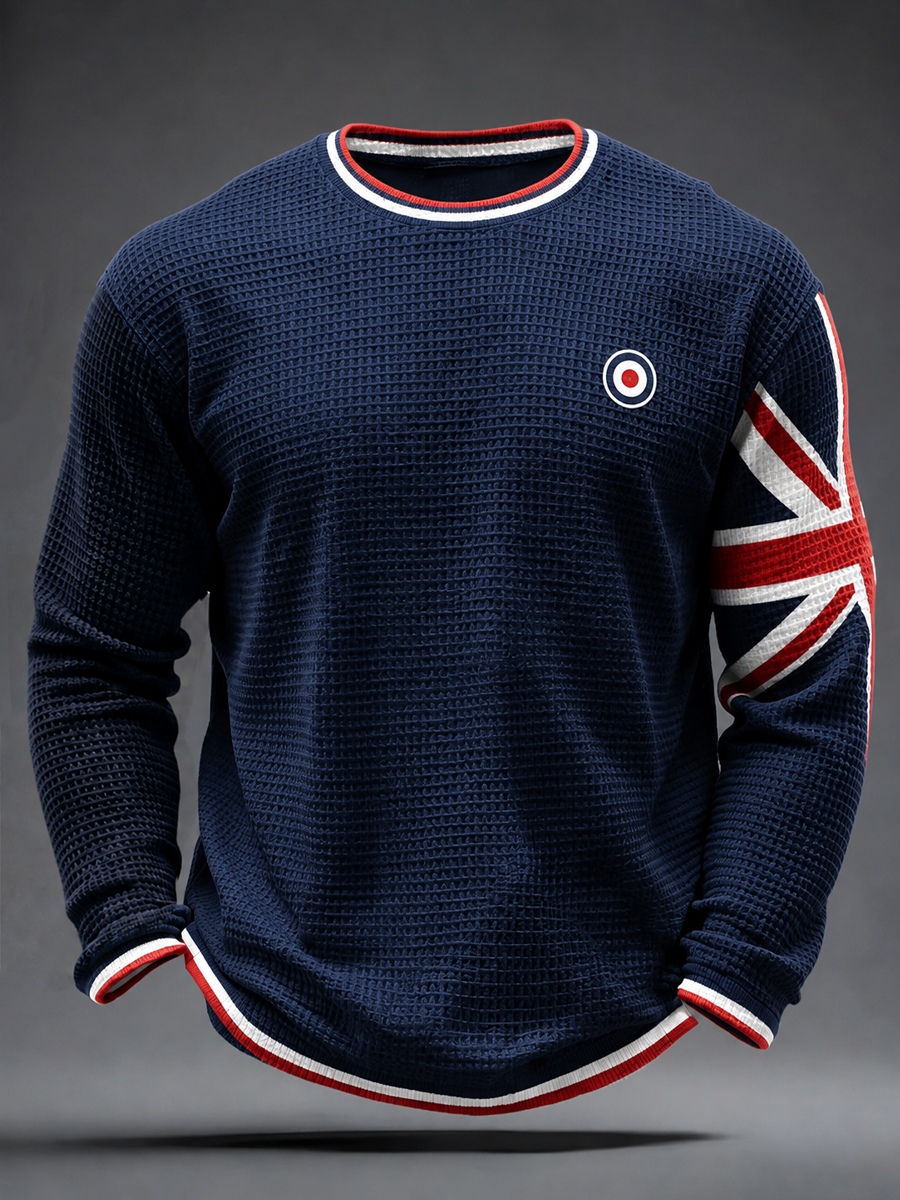Men's Mods Culture UK Music Lover Business Style Printed Waffle Long Sleeve T-Shirt