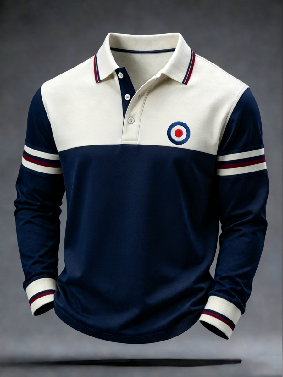 Men's Mods Culture UK Music Lover Business Style Printed long sleeve polo