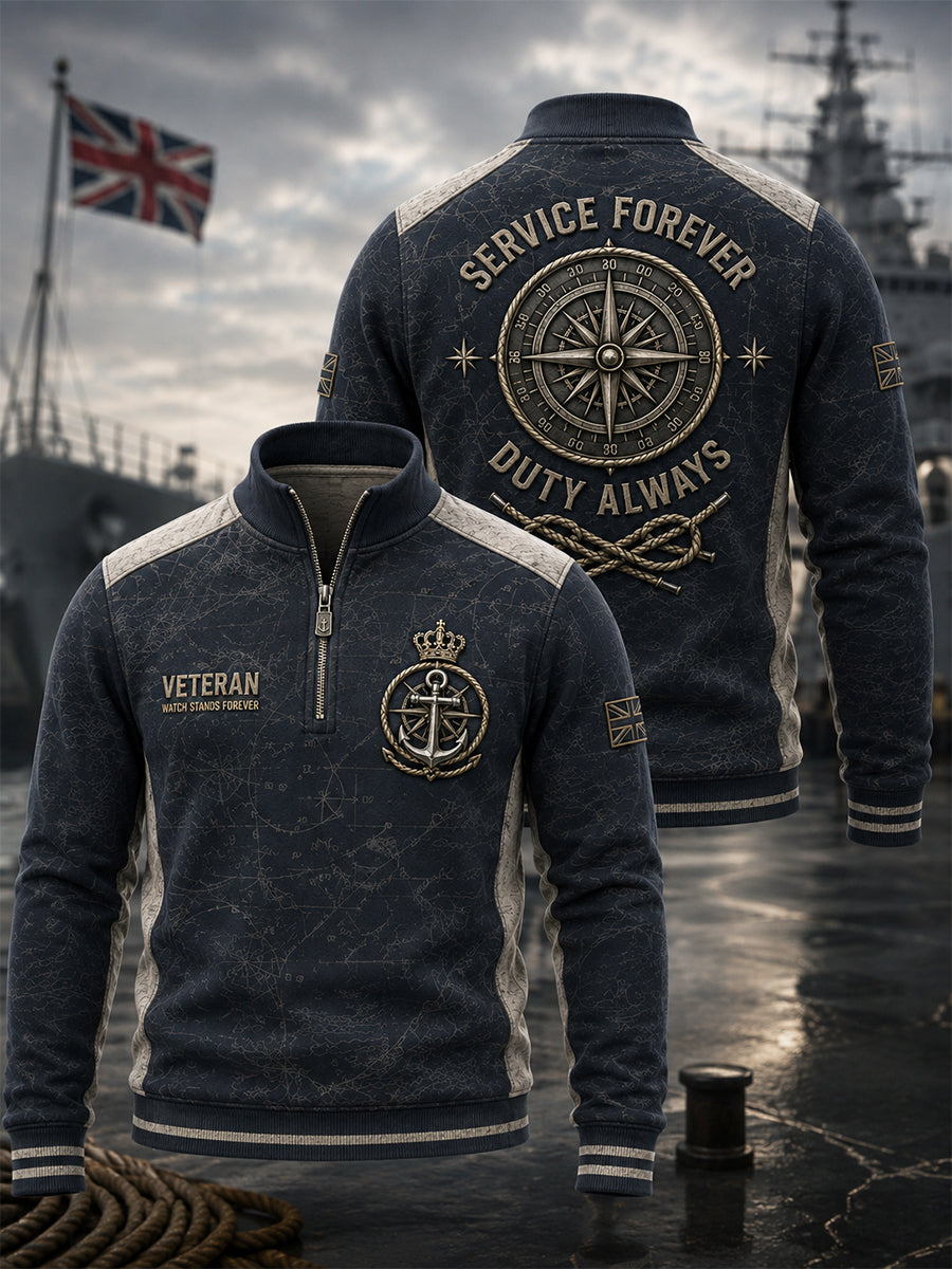 Men's British Veteran Commemorative Print Half-Zip Sweatshirt