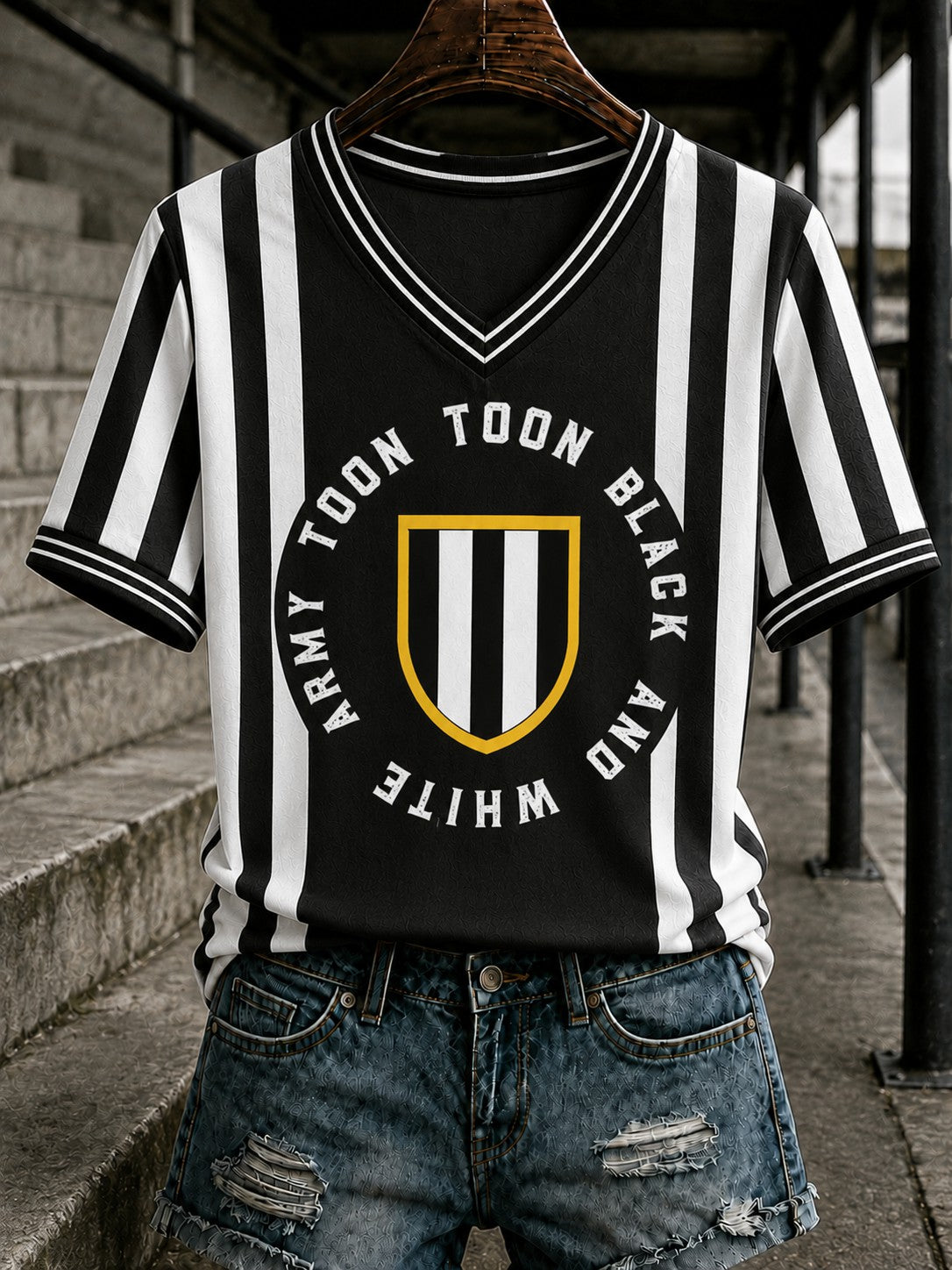 Women's Football Printed V-neck T-shirt