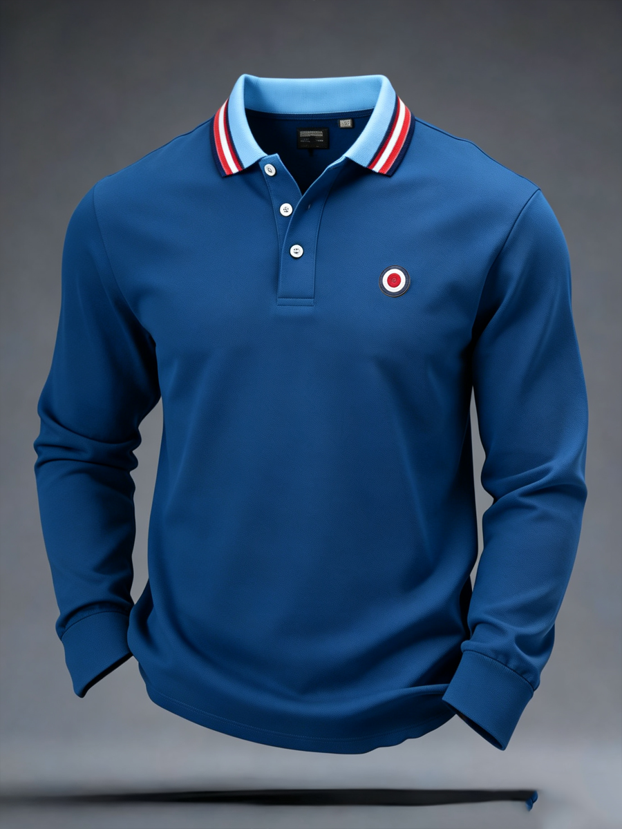 Men's Mods Culture UK Music Lover Business Style Printed long sleeve polo