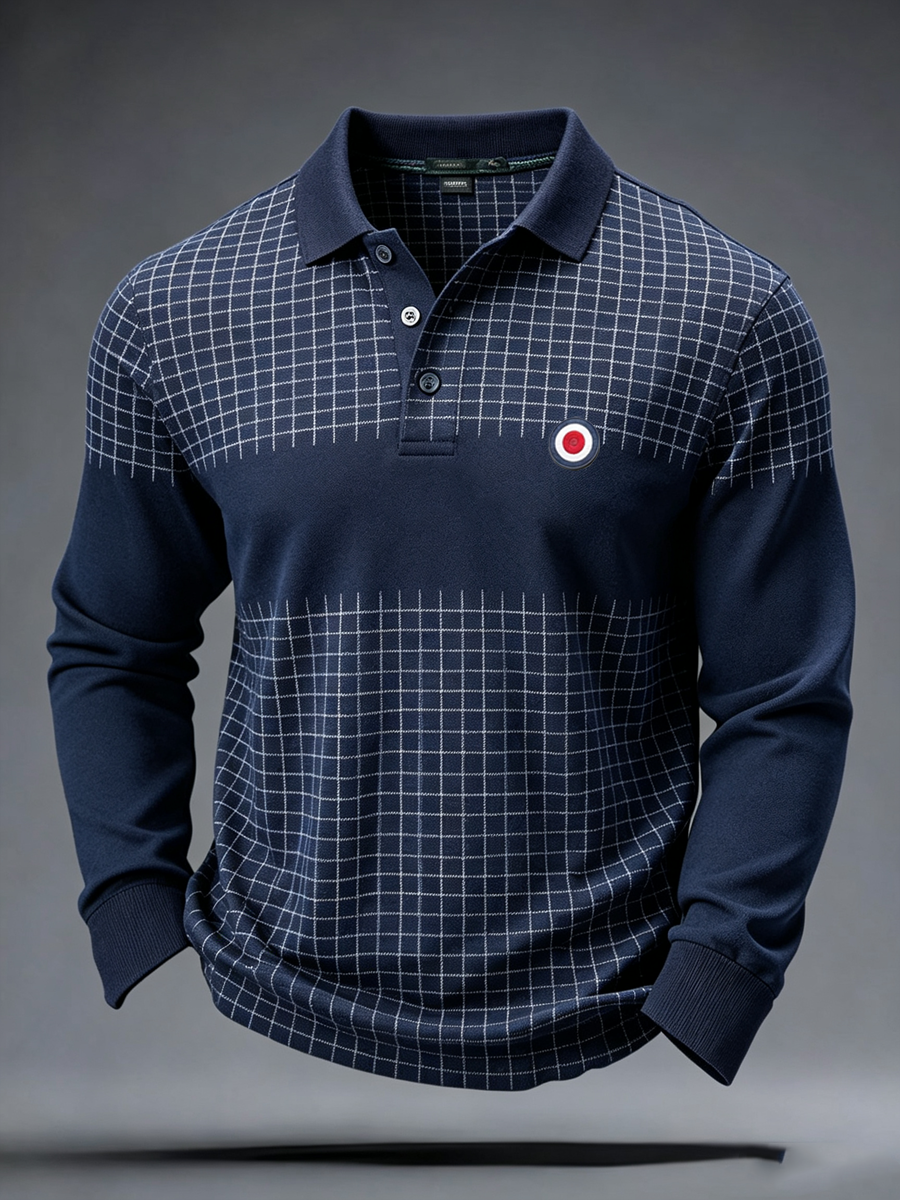 Men's Mods Culture UK Music Lover Business Style Printed long sleeve polo