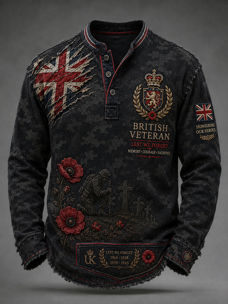 Men's Veteran Memorial Camo-Print Long-Sleeve Top