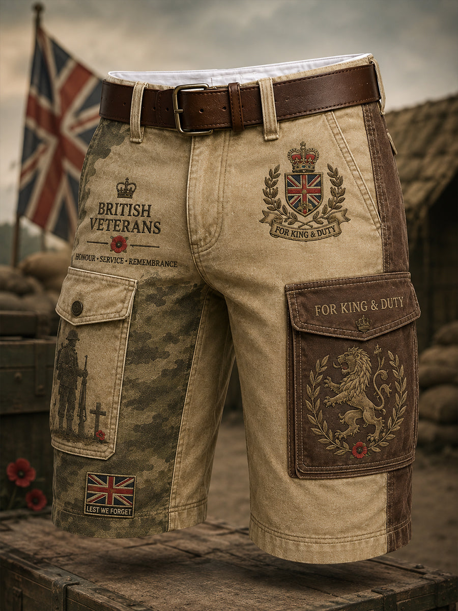 Men's Veteran-Inspired Camo-Print Cropped Cargo Pants