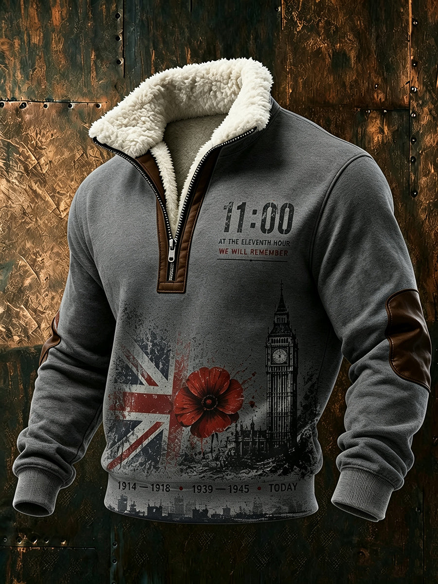 Men's Nostalgic Remembrance Day Patterned Sweatshirt