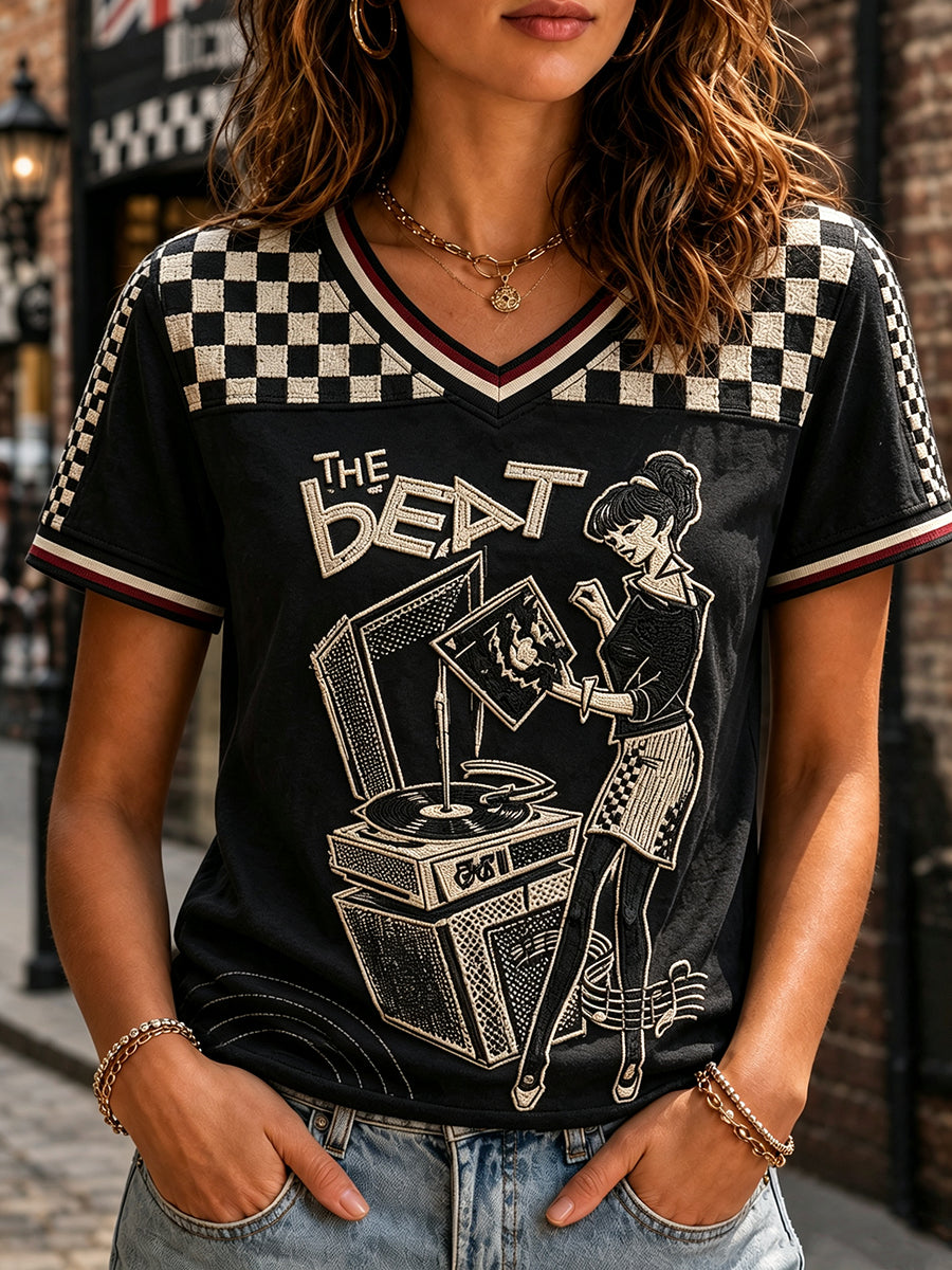 Women's Ska-Style Printed Casual T-shirt