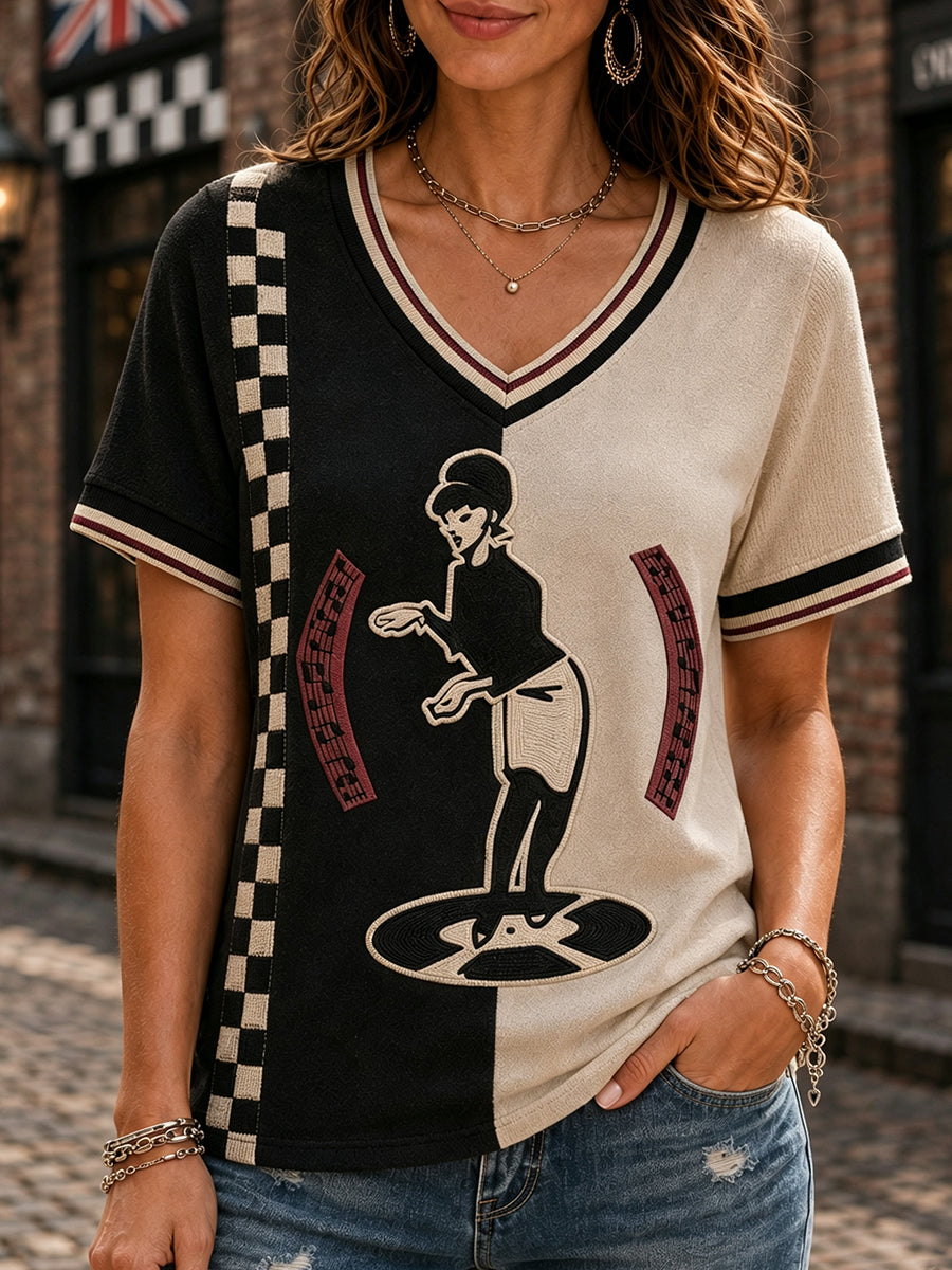 Women's Ska-Style Printed Casual T-shirt