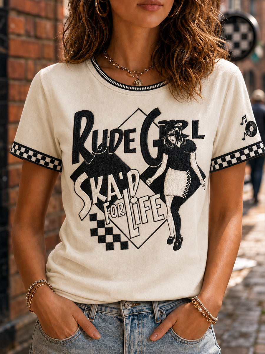 Women's Ska-Style Printed Casual T-shirt