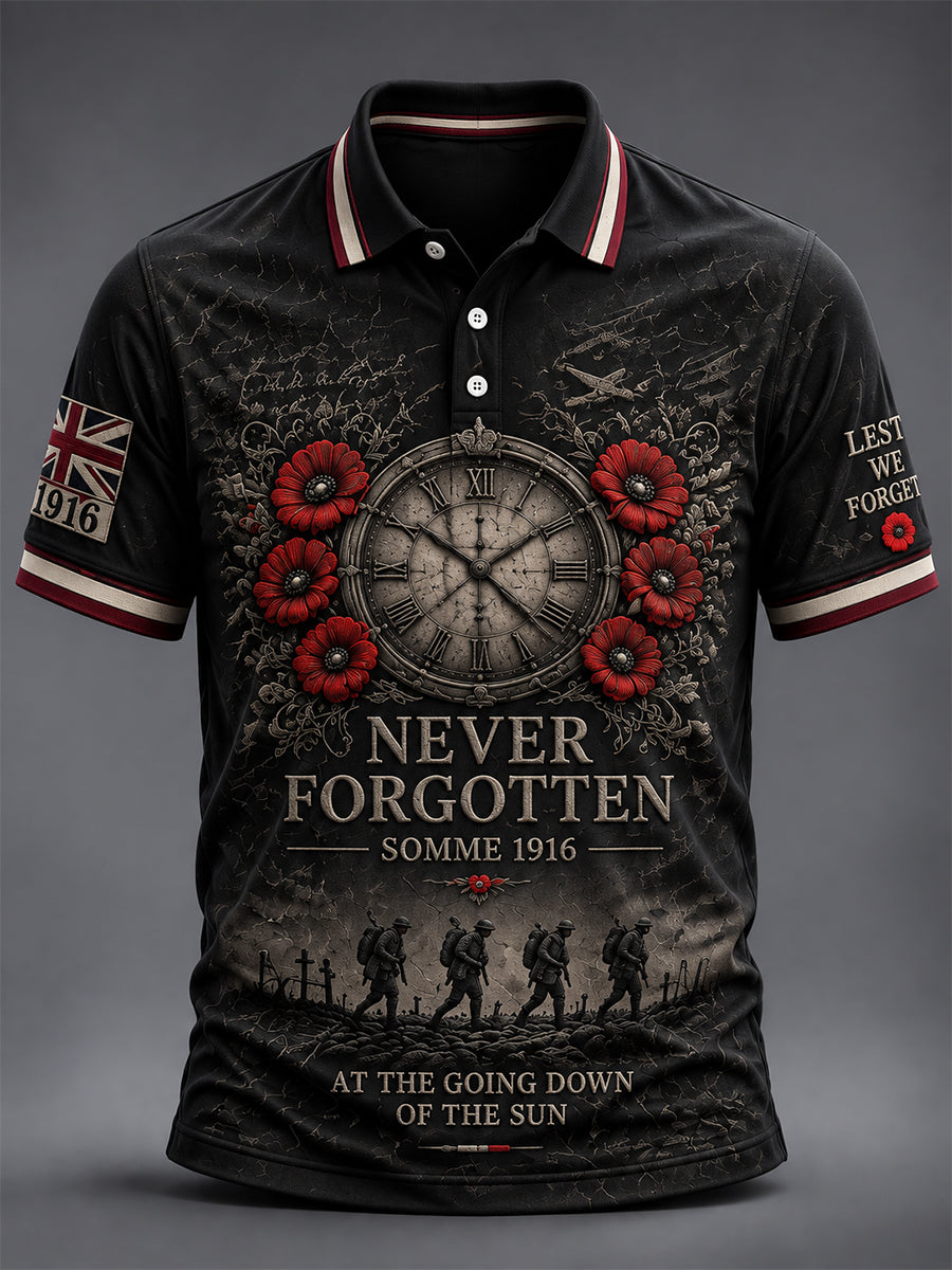 Men's Remembrance Day THE SOMME 110 YEARS Print Polo Shirt