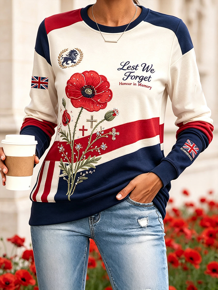Women's Long-Sleeve Top With Remembrance Day Themed Print