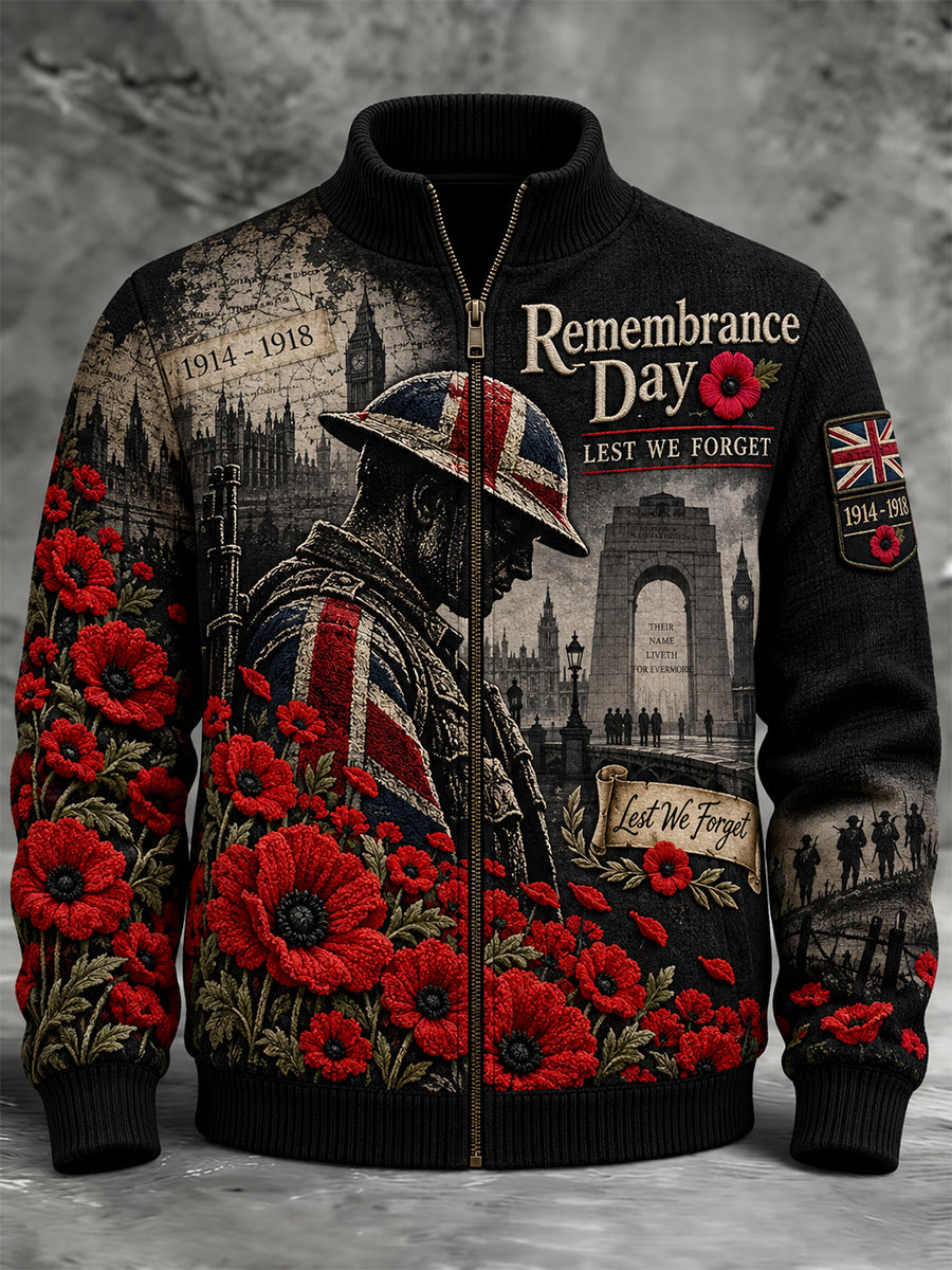 Men's Remembrance Day Lest We Forget Zipper Jacket