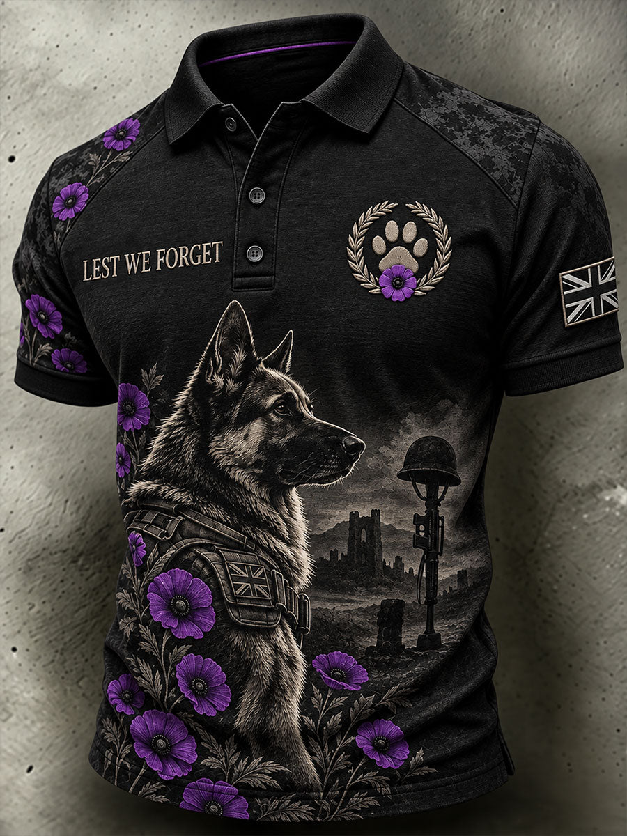 Men's Lest We Forget Military Dogs Print Shirt
