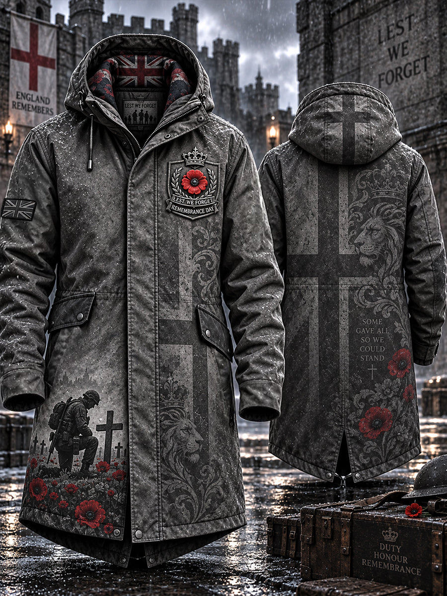 Men's Remembrance Day Lest We Forget Long Coat