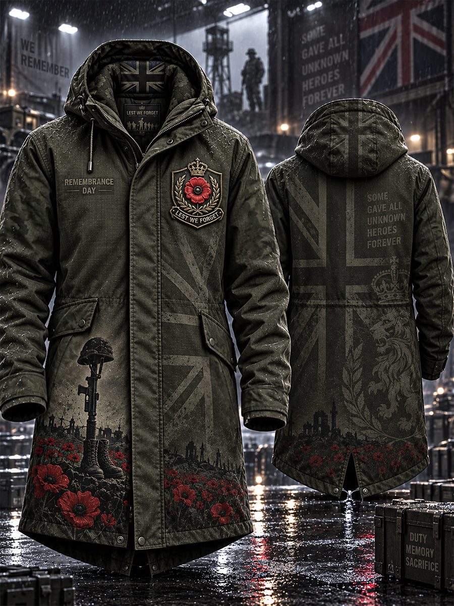 Men's Remembrance Day Lest We Forget Long Coat
