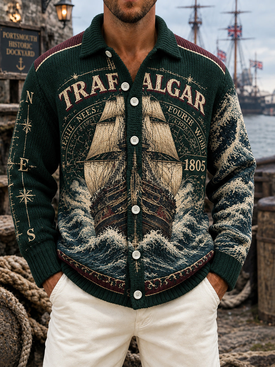 Men's Vintage British Trafalgar Day Printed Imitation Sweater