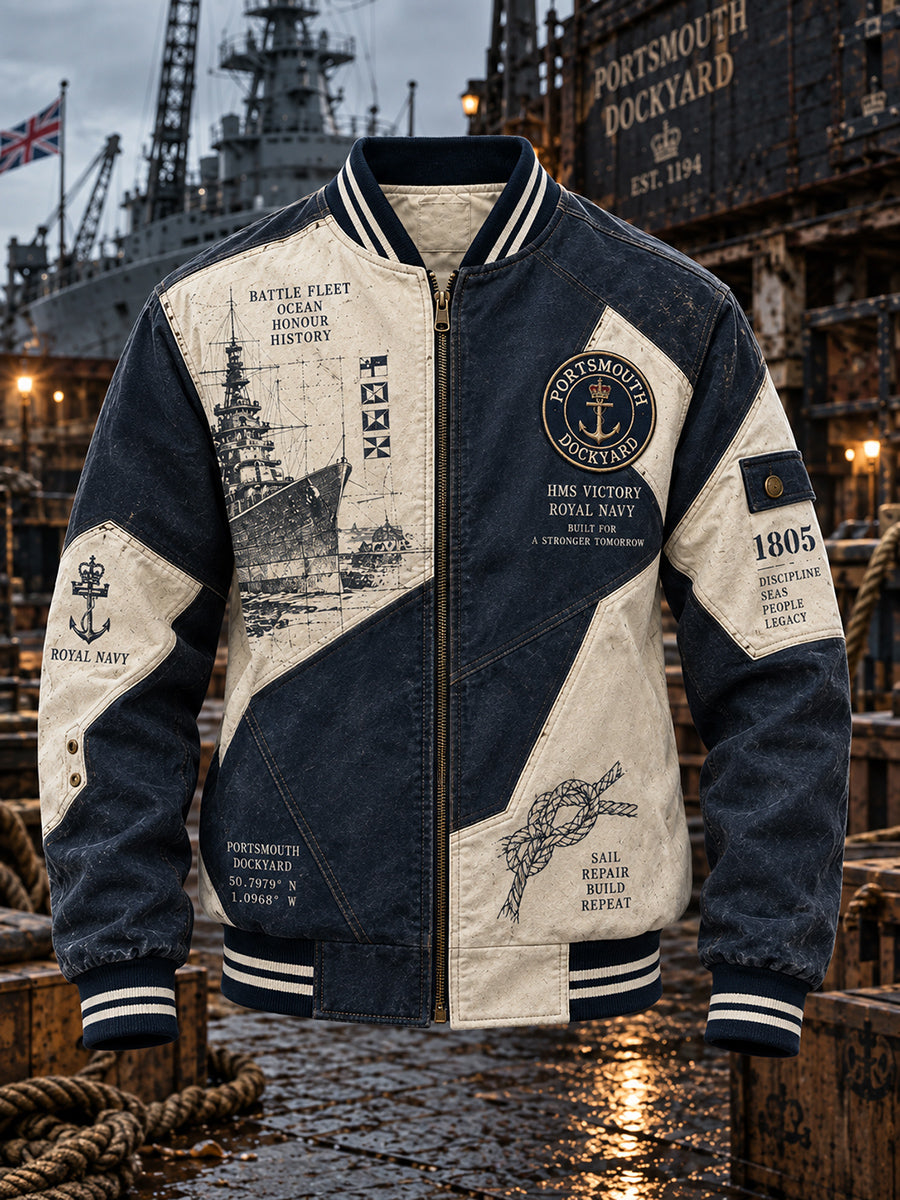 Men's Vintage British Trafalgar Day Printed Jacket