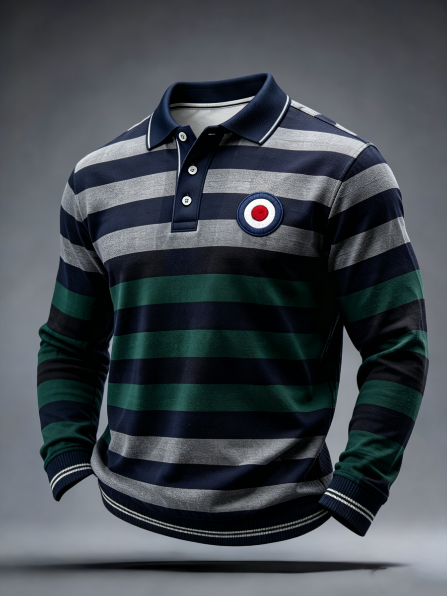 Men's UK Music Lover Mods Culture Printed long sleeve polo