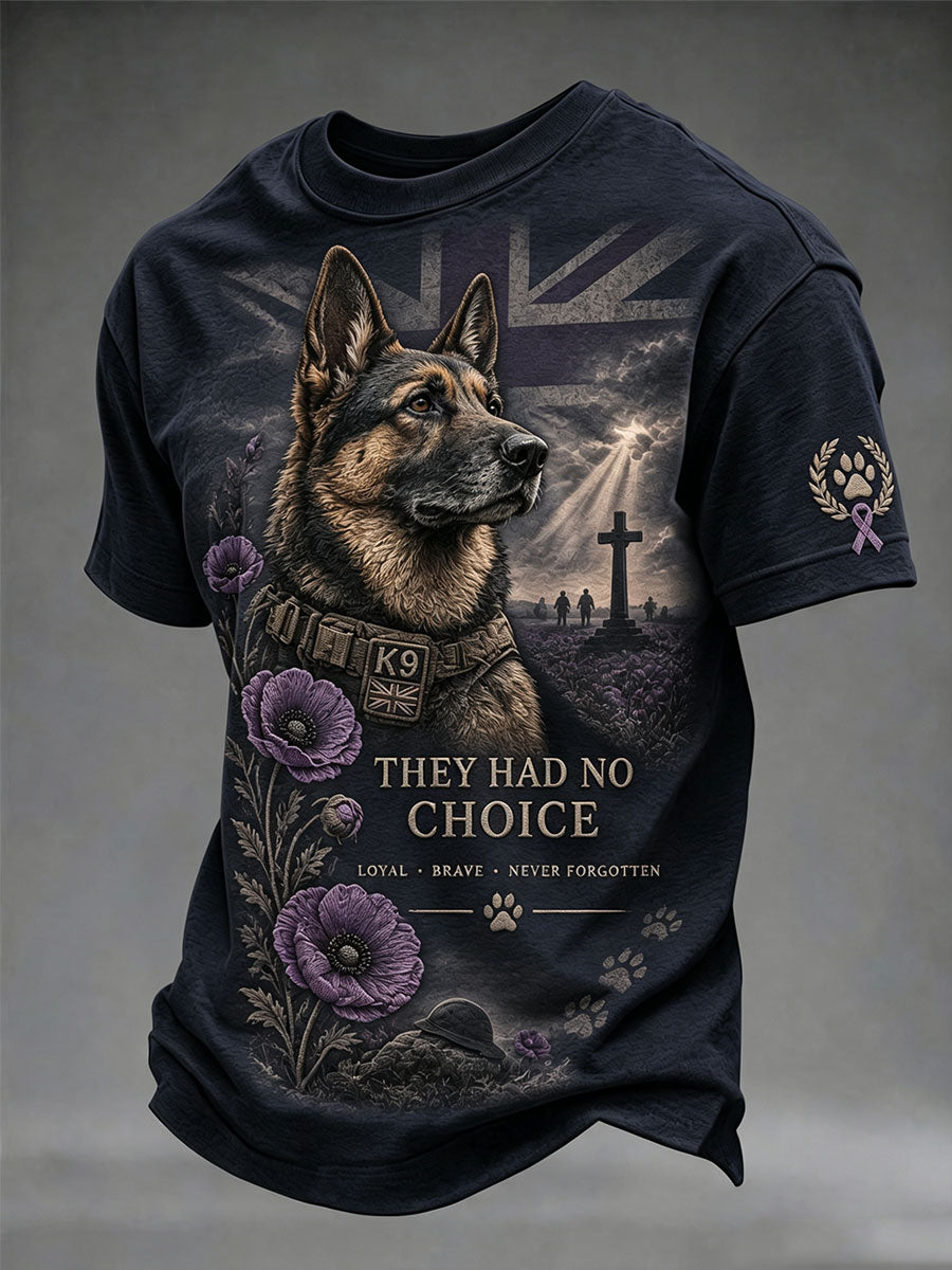 Men's They Had No Choice Military Dog Print Short Sleeves T-shirt