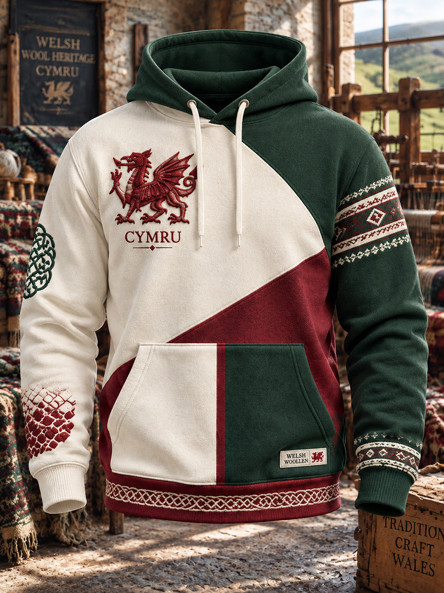 Men's Vintage Britsh Wales Printed Graphic Hoodie