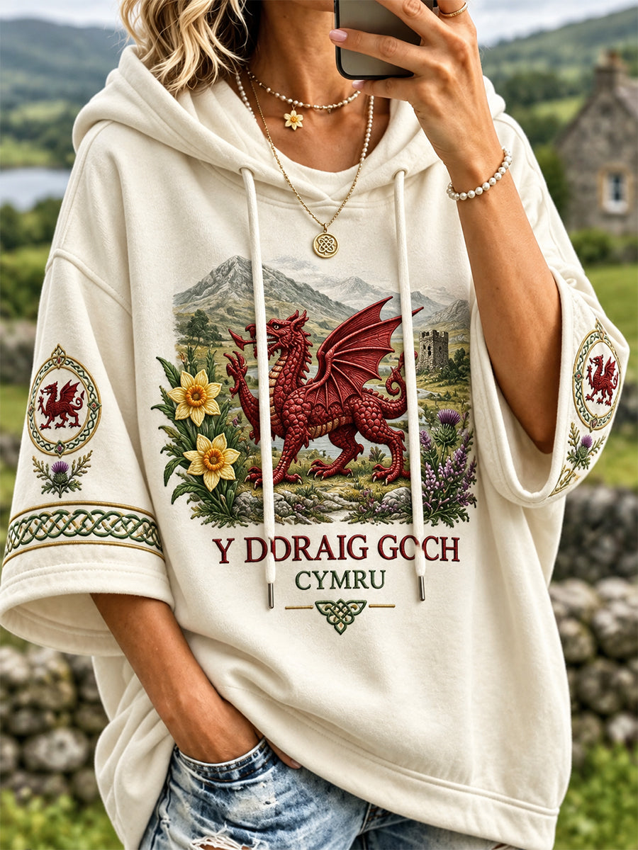 Women's Welsh Dragon Printed Hoodie