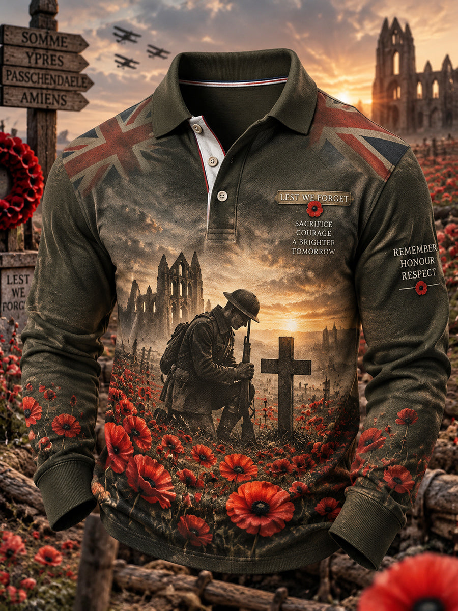 Men's British Remembrance Day Printed Polo Sweatshirt