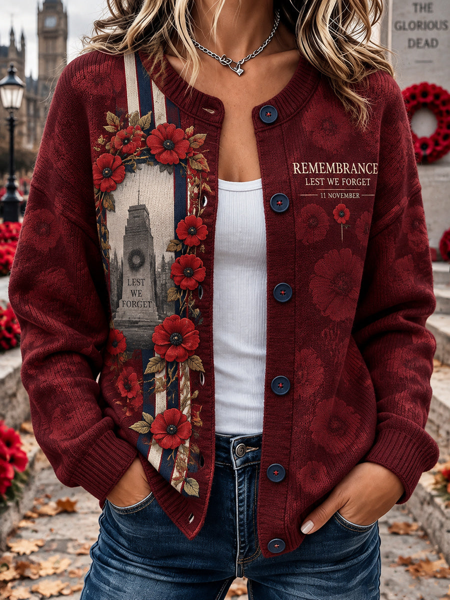 Women's British Remembrance Day Printed Waffle Coat