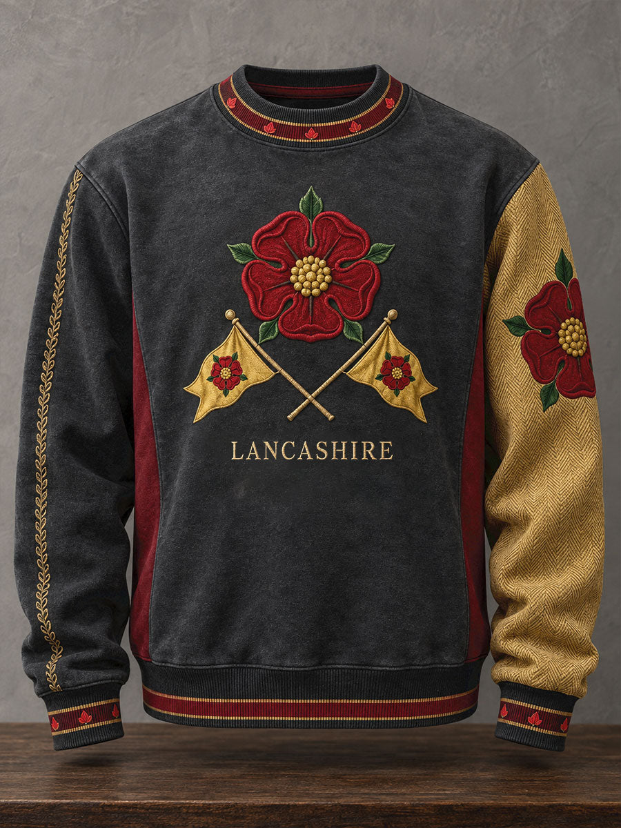 Men's England Lancashire Day Red Roses Art Printed Sweatshirt