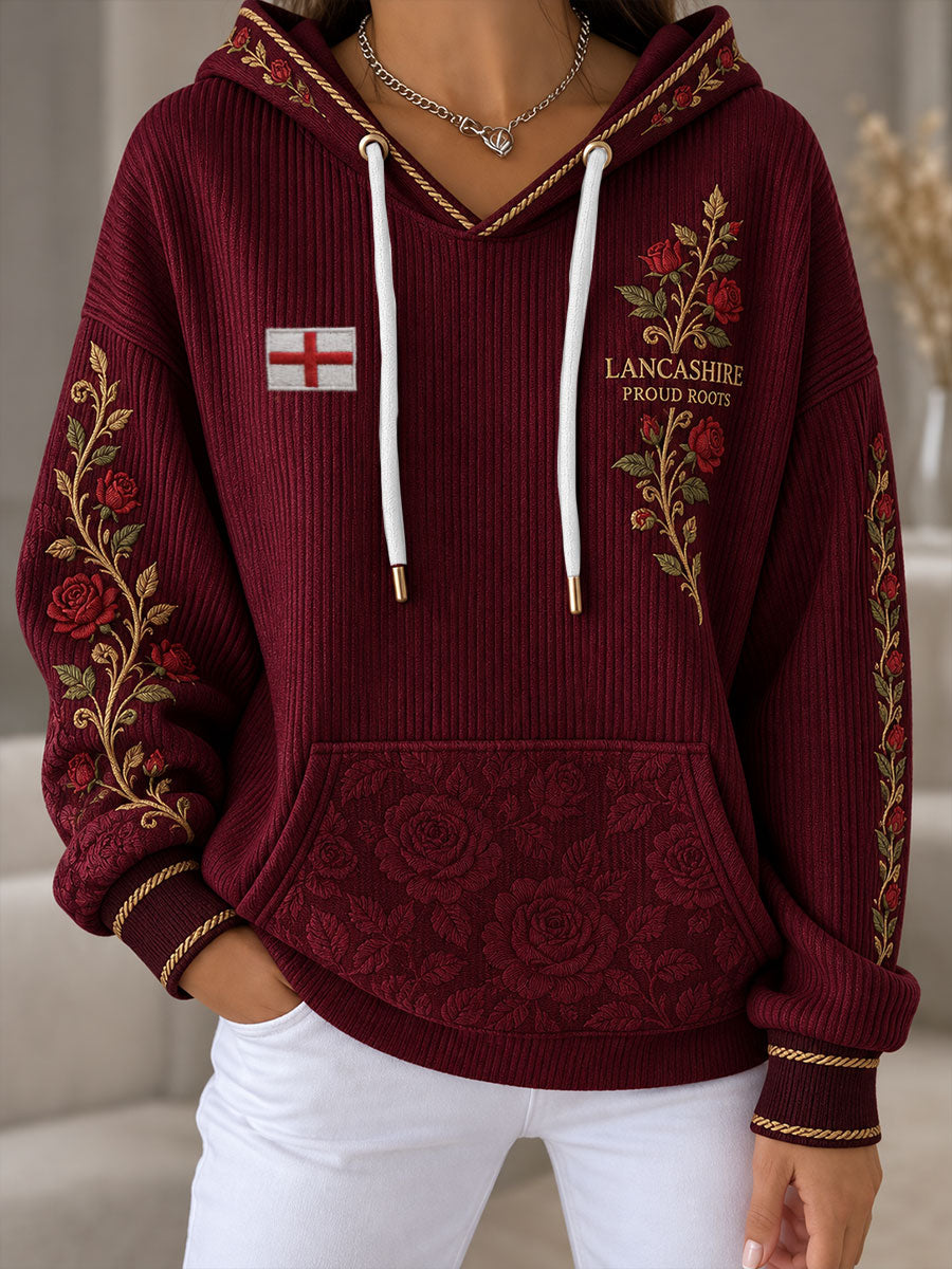 Women's England Lancashire Day Red Roses Art Printed Hoodie