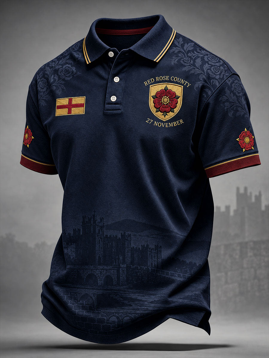 Men's England Lancashire Day Red Roses Art Printed Casual Tops