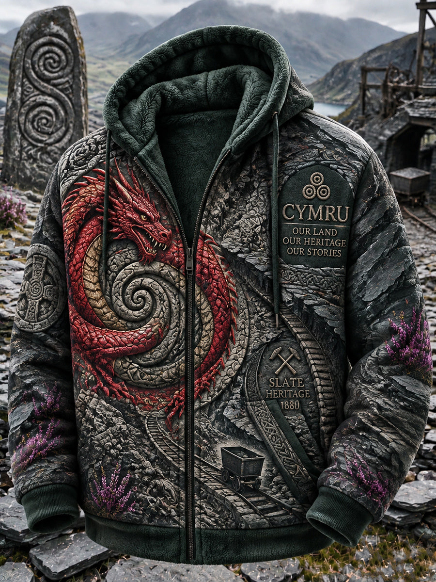 Men's Vintage British Wales Printed Flannel Jacket