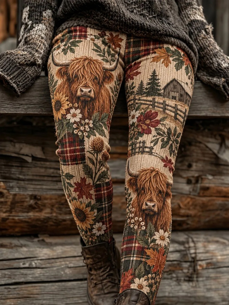 Women's Cute Highland Cow Art Print Leggings