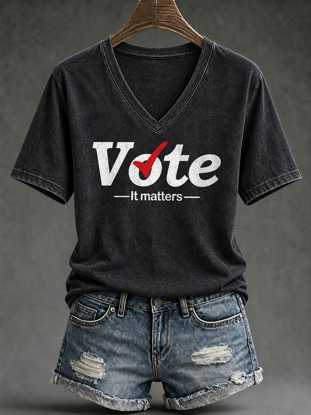 Women's VOTE pattern printed causal short-sleeved T-shirt