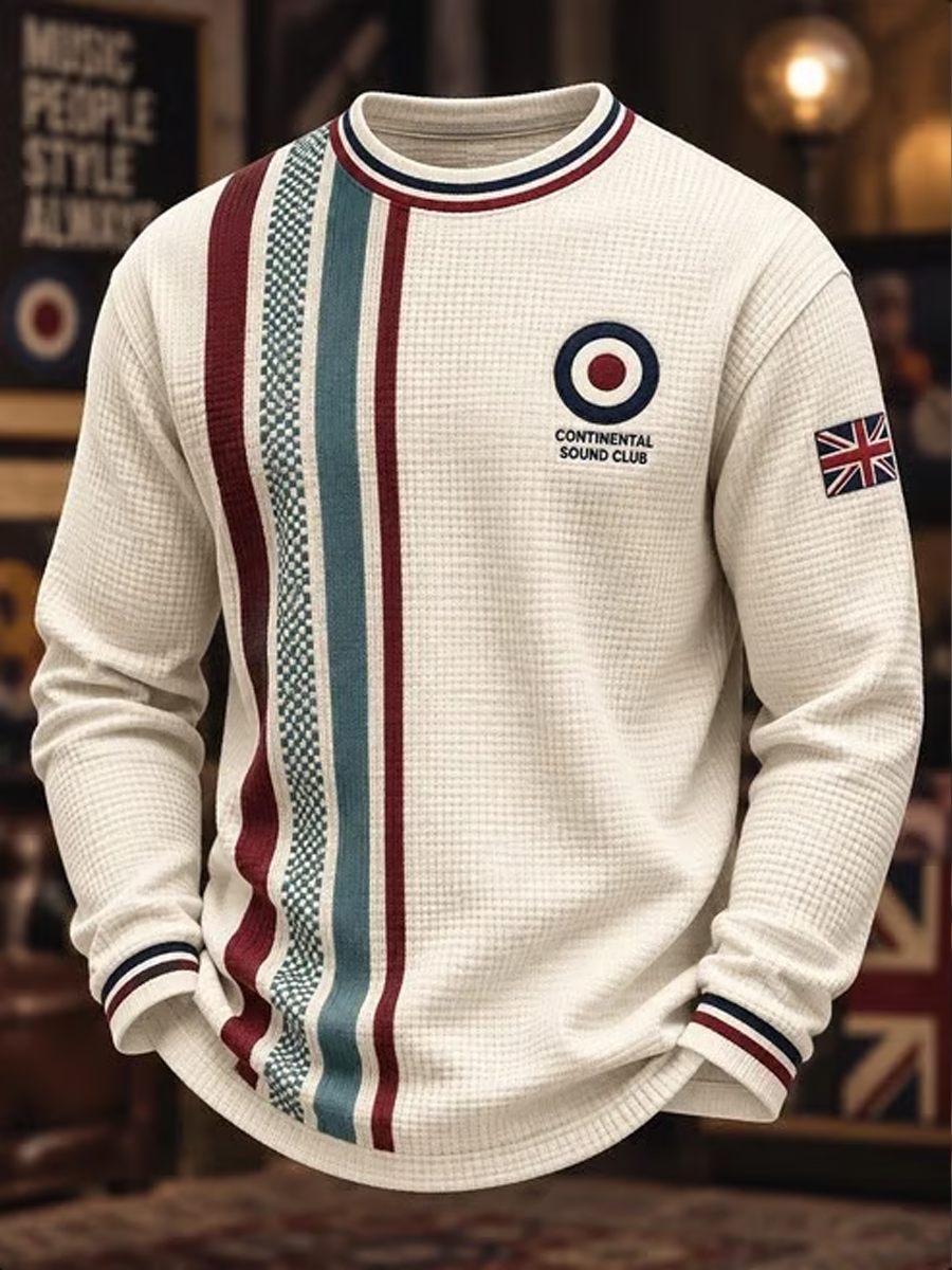 Men's UK Music Lover Mods Art Printed Waffle Sweatshirt