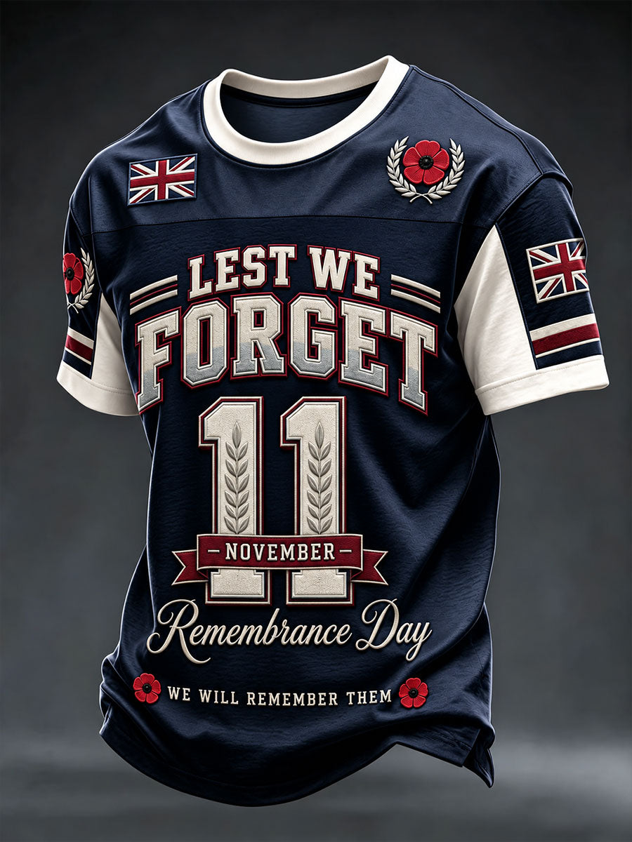Men's Lest We Forget Print Short Sleeves T-shirt