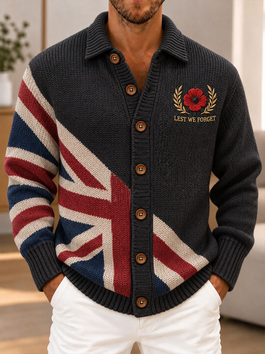 Men's Remembrance Day Vintage British Welsh Patterned Imitation Sweater
