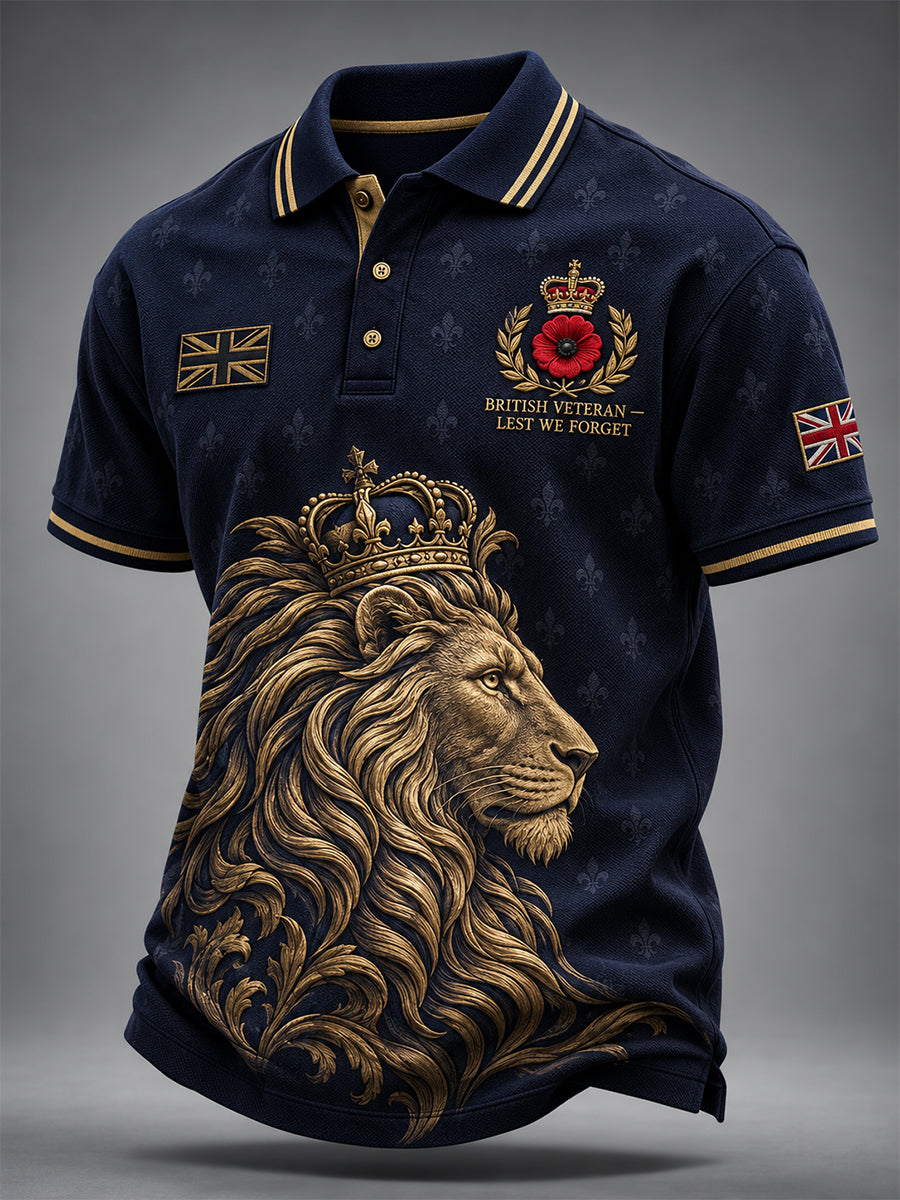 Men's Veteran Remembrance Day Lest We Forget Polo Shirt