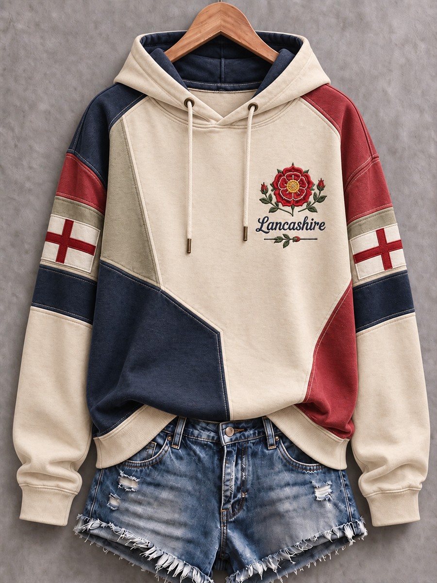 Women's England Lancashire Day Red Roses Art Printed Regular Sweatshirt
