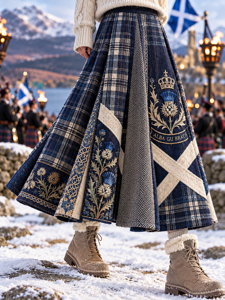 Women's Vintage Scottish St Andrew's Day Printed Long Half Skirt