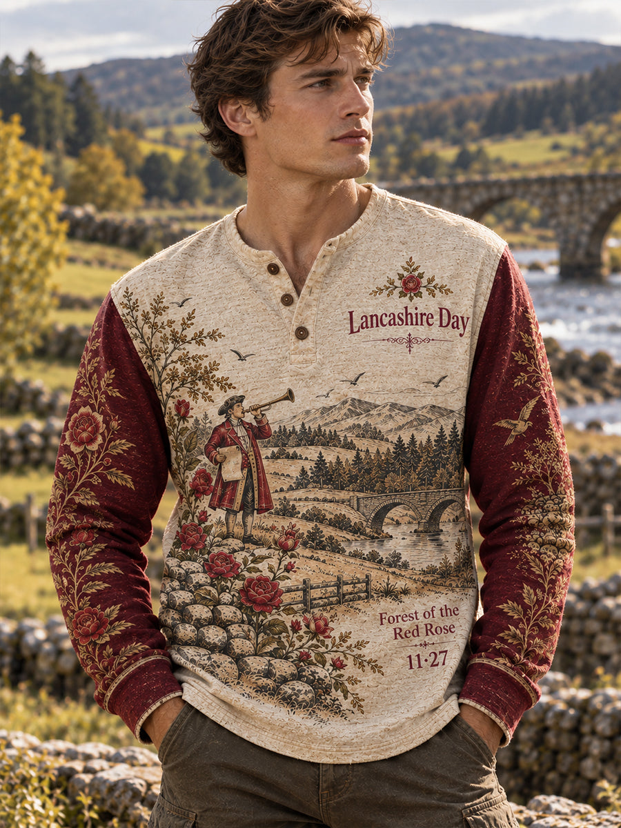 Men's Lancashire Day Long-Sleeve Henley Top