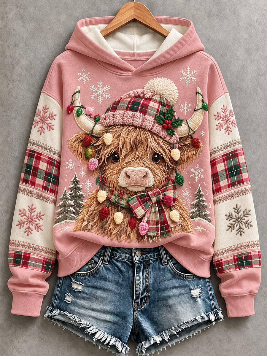 Women's Christmas Highland Cow Hoodie