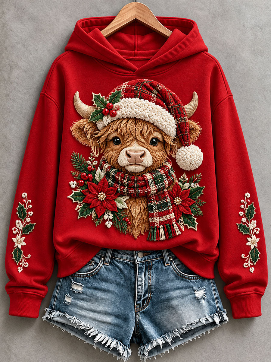 Women's Christmas Highland Cow Hoodie