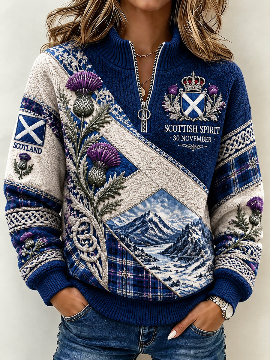 Women's Vintage Scottish St Andrew's Day Printed Imitation Sweater