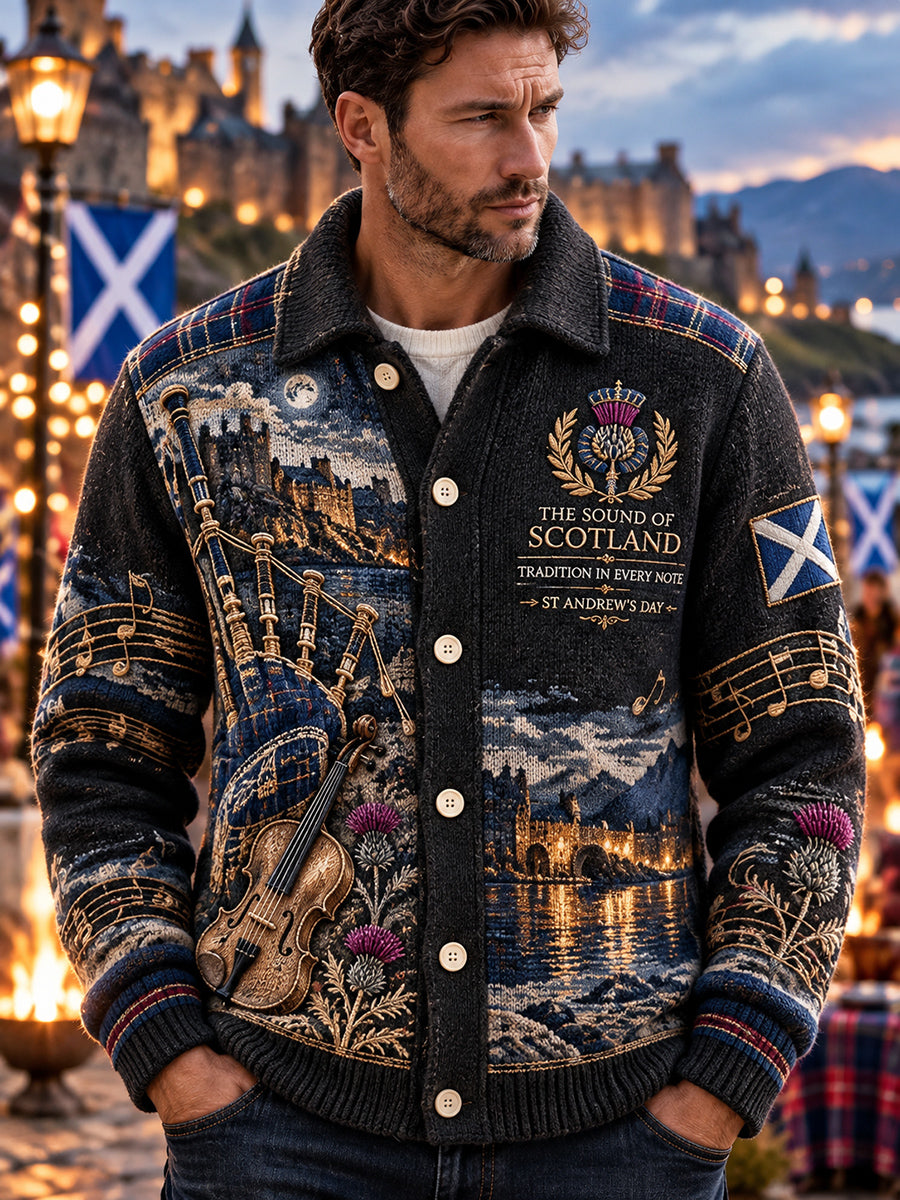 Men's Vintage Scottish St Andrew's Day Printed Imitation Sweater
