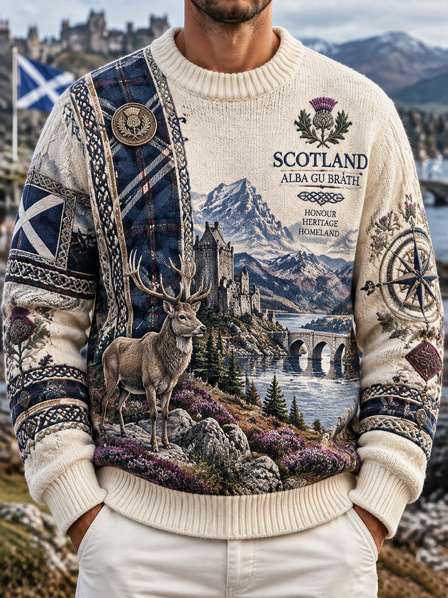 Men's Vintage Scottish St Andrew's Day Printed Imitation Sweater