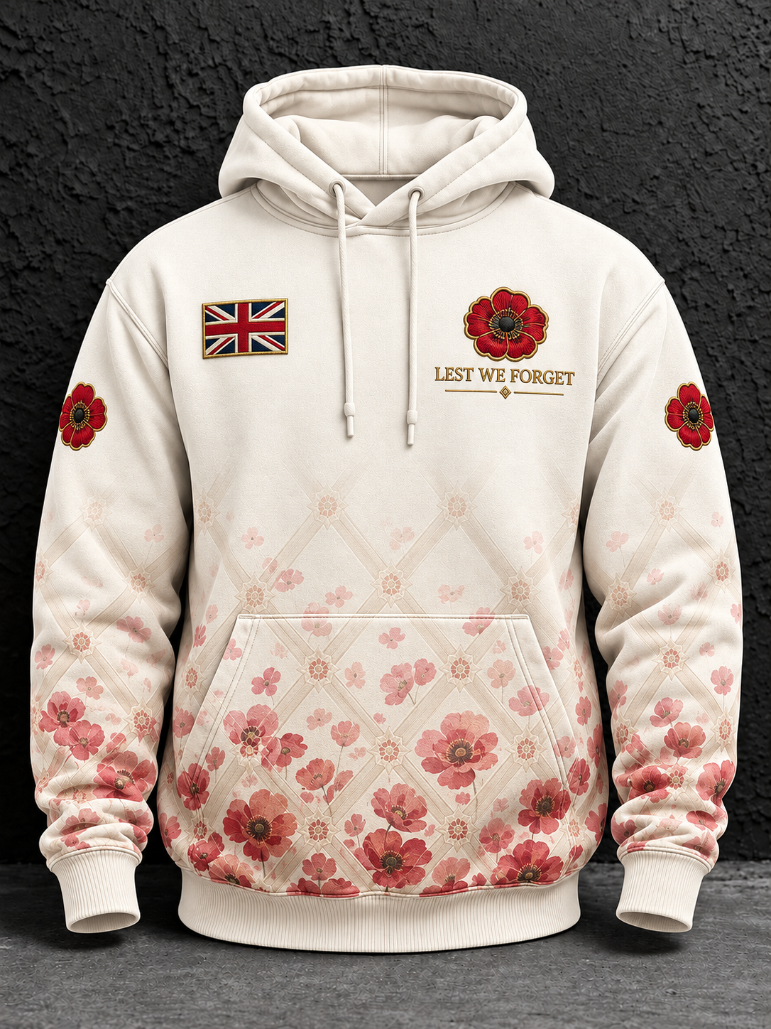 Men's Remembrance Day Oversized Drop-Shoulder Hoodie With Pockets