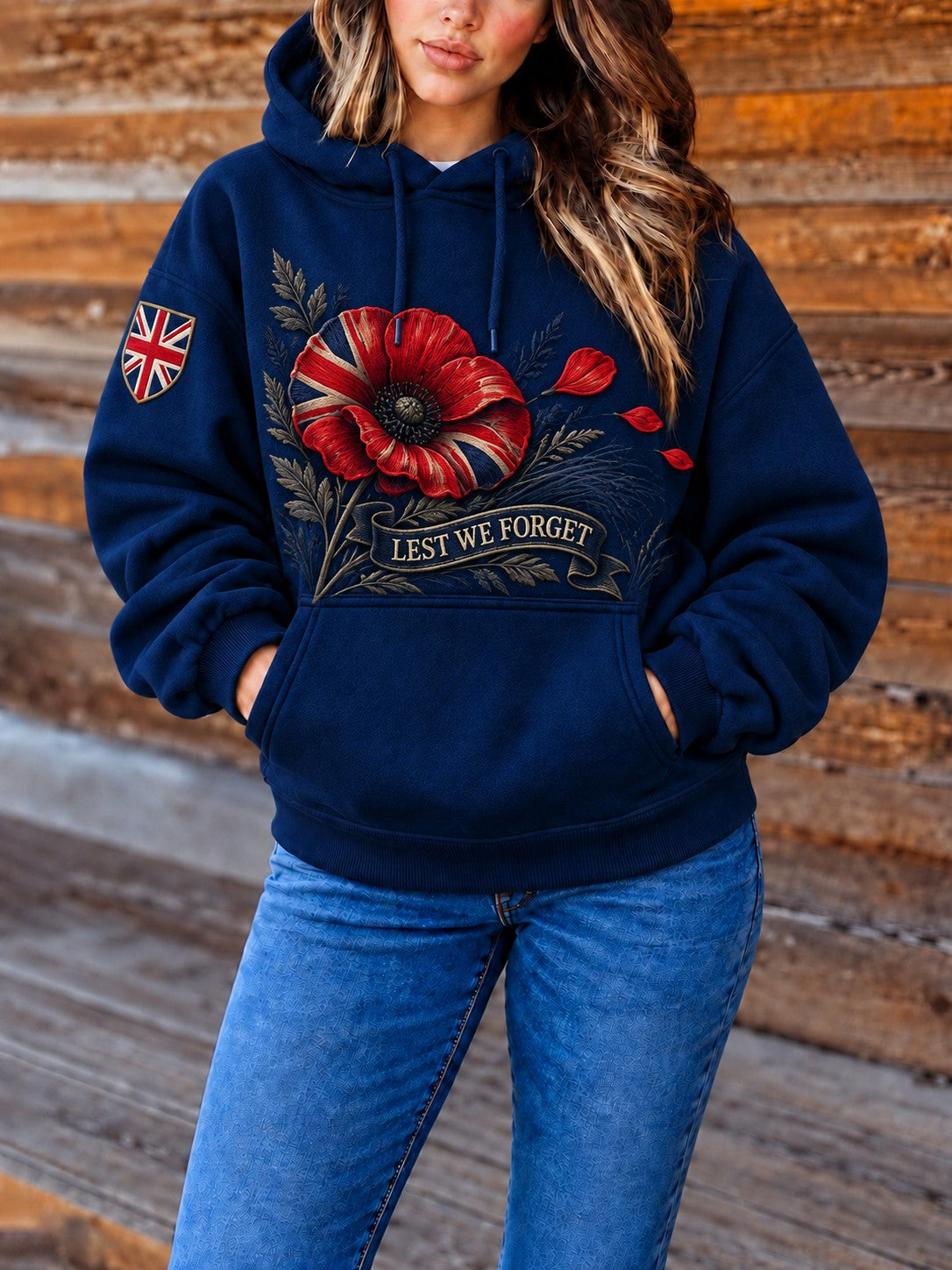 Women's Remembrance Day Lest We Forget Printed Hoodie